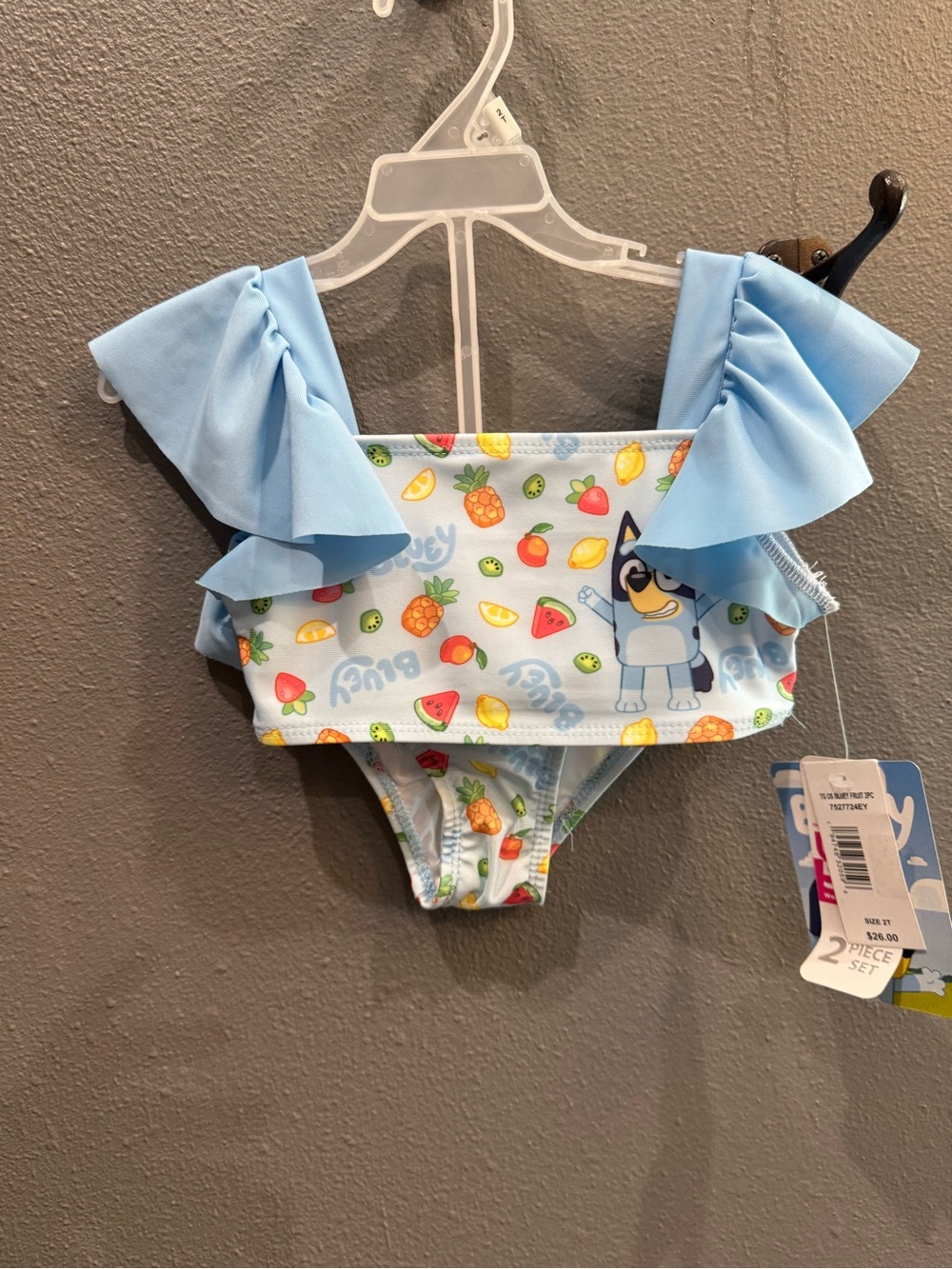 Bluey Light Blue Fruit-Print Girls' Swim Bikini Set - Light Blue